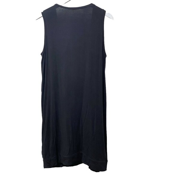 DKNYC Ruched Dress Large Black Silk Rayo Tank Knee Length Flapper Cocktail - Picture 4 of 9